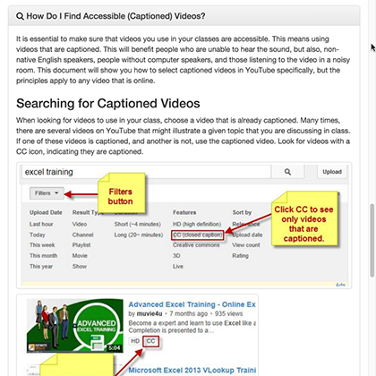 Choosing Accessible Videos web guide document